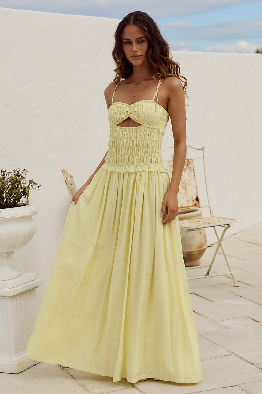 ADDISON RUCHED BODY MAXI DRESS - BUTTER - ADDISONRUCHEDBODYMAXIDRESS-BUTTER-1
