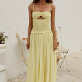 ADDISON RUCHED BODY MAXI DRESS - BUTTER