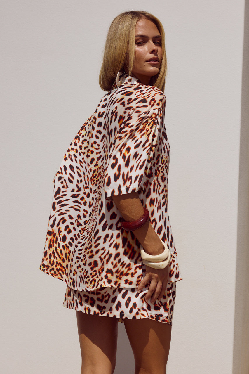 ADELYN MINI SKIRT - TIKANI LEOPARD