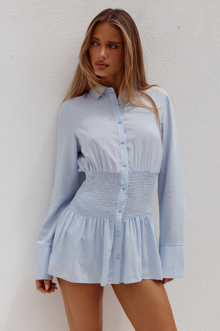 ADORA LONG SLEEVE SHIRRED SHIRT - BLUE XXL - ADORALONGSLEEVESHIRREDSHIRTXADORASHIRREDHOTSHORT-BLUE-02