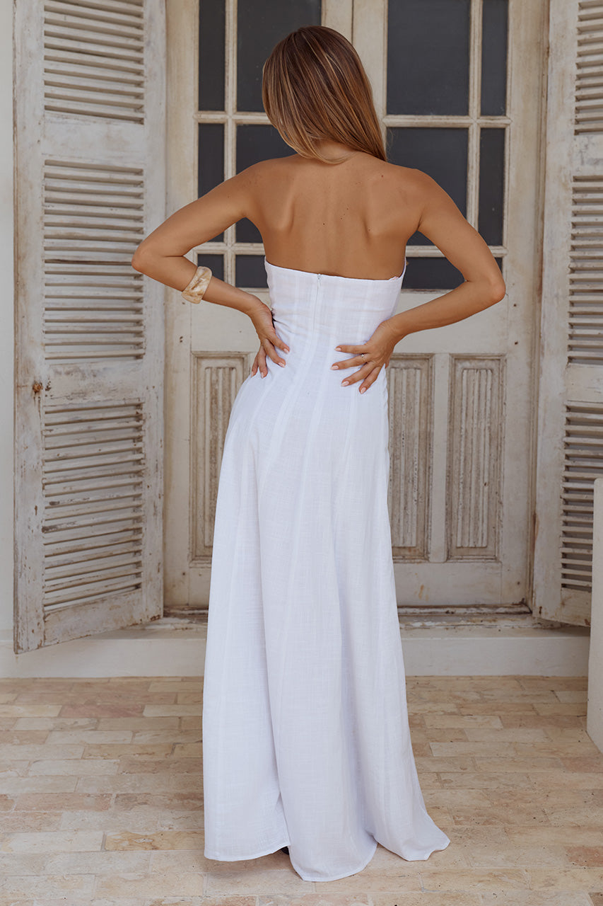 AIYA STRAPLESS KEYHOLE MAXI DRESS - WHITE | Runaway The Label