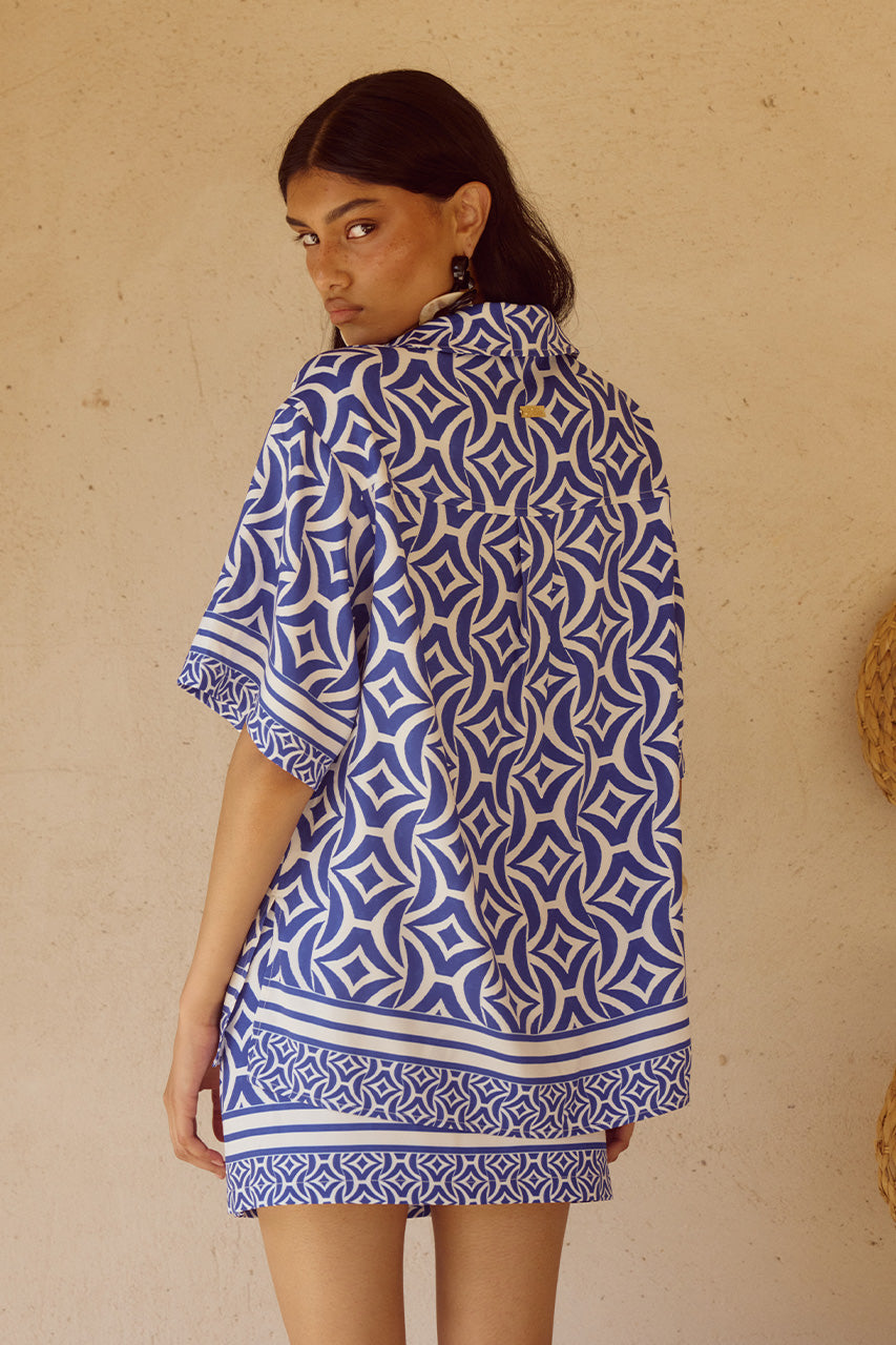 ALARA SHORT SLEEVE SHIRT - ALARA NAVY - ALARASHIRTALARANAVYxALARAMINISKIRTALARANAVY_5