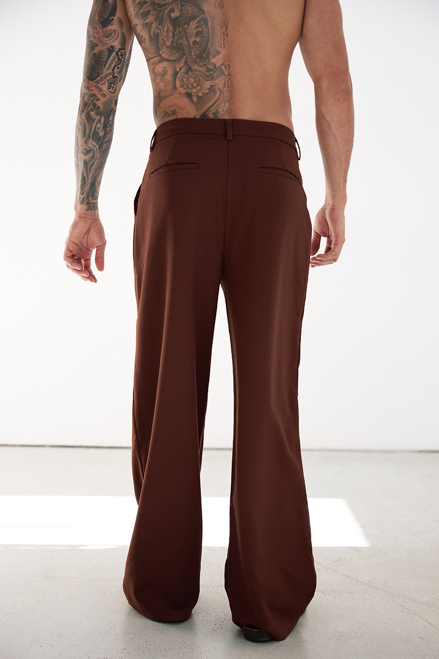 ALESSIO WIDE LEG TAILORED PANT - CHOCOLATE - ALESSIOWIDELEGTAILOREDPANT-CHOC-3