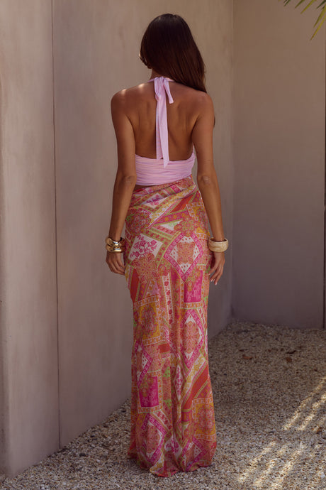 ALEXIS HALTER CUT OUT MAXI DRESS - CAVELLO PEACH