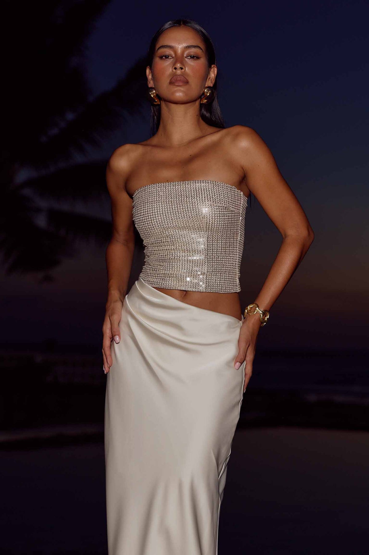 AMABEL STRAPLESS CUTOUT MAXI DRESS - SHELL