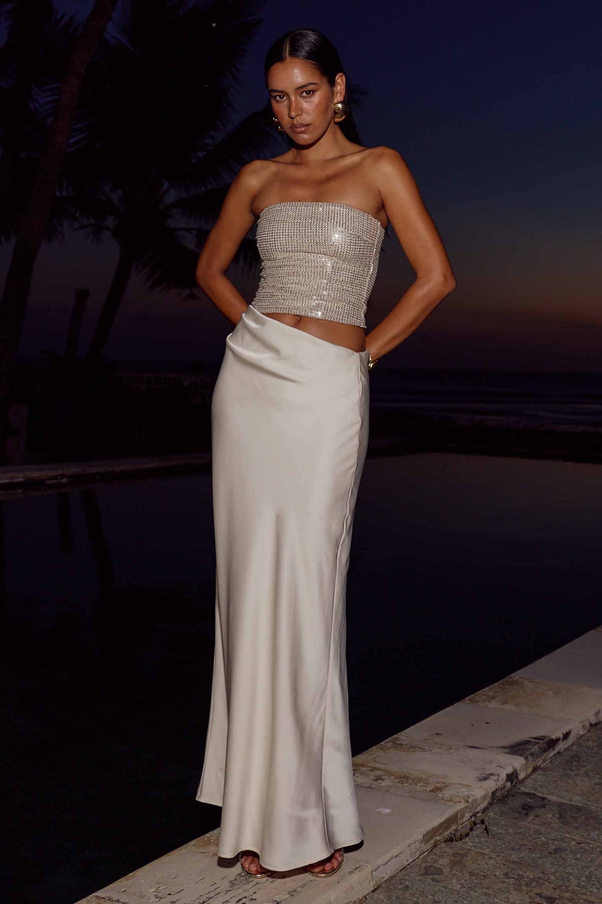 AMABEL STRAPLESS CUTOUT MAXI DRESS - SHELL