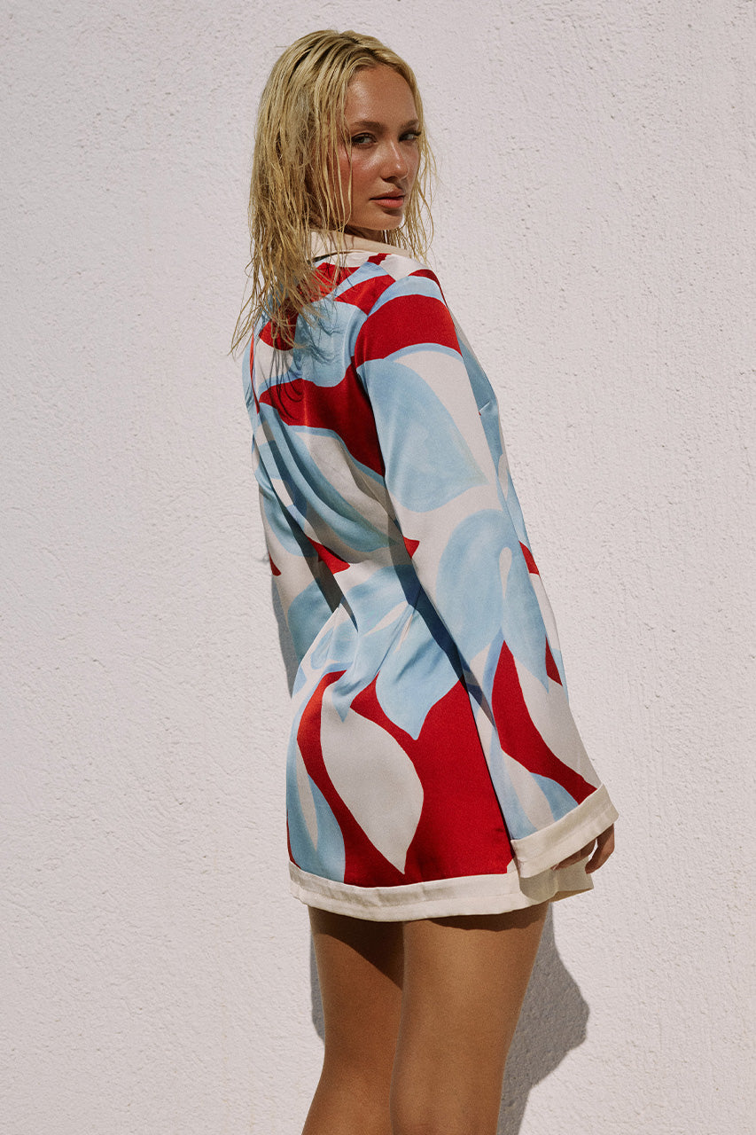 AMOREE LONG SLEEVE MINI DRESS - AMOREE RED