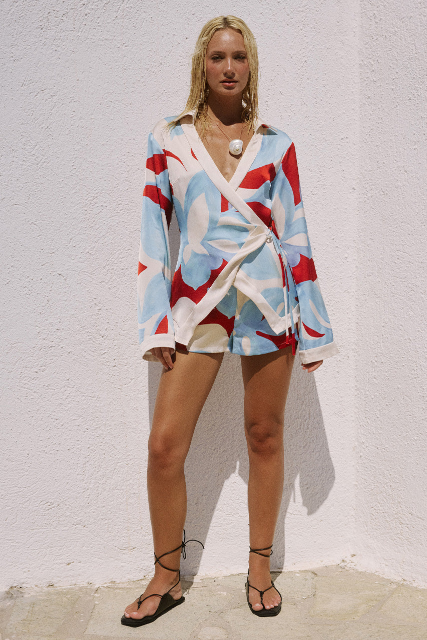 AMOREE LONG SLEEVE WRAP SHIRT - AMOREE RED - AMOREELONGSLEEVEWRAPSHIRTXAMOREEELASTICATEDSHORT-AMOREERED-5