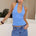 ANDIE V-NECK HALTER TOP - AZURE