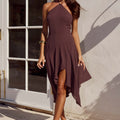ANGELINE HANDKERCHIEF MINI DRESS - CHOCOLATE