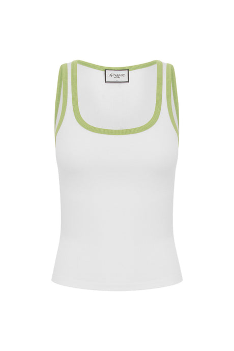 ANGELO SCOOP TANK - WHITE/KIWI