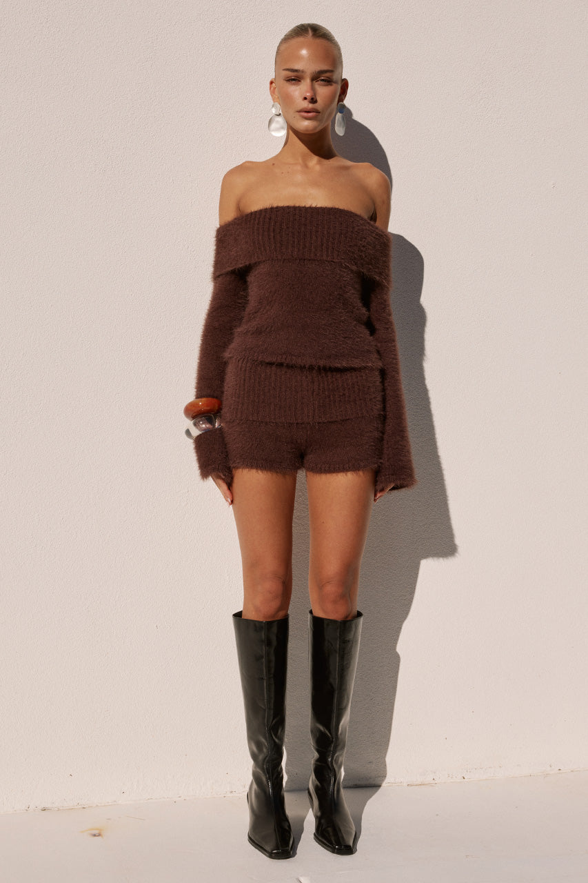 ANNELIESE KNIT HOT SHORT - CHOCOLATE - ANNELIESEOFFSHOULDERKNITTOPXANNELIESEKNITHOTSHORT-CHOCOLATE-09