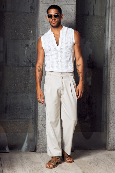 ANTHONY POLO KNIT TANK - WHITE