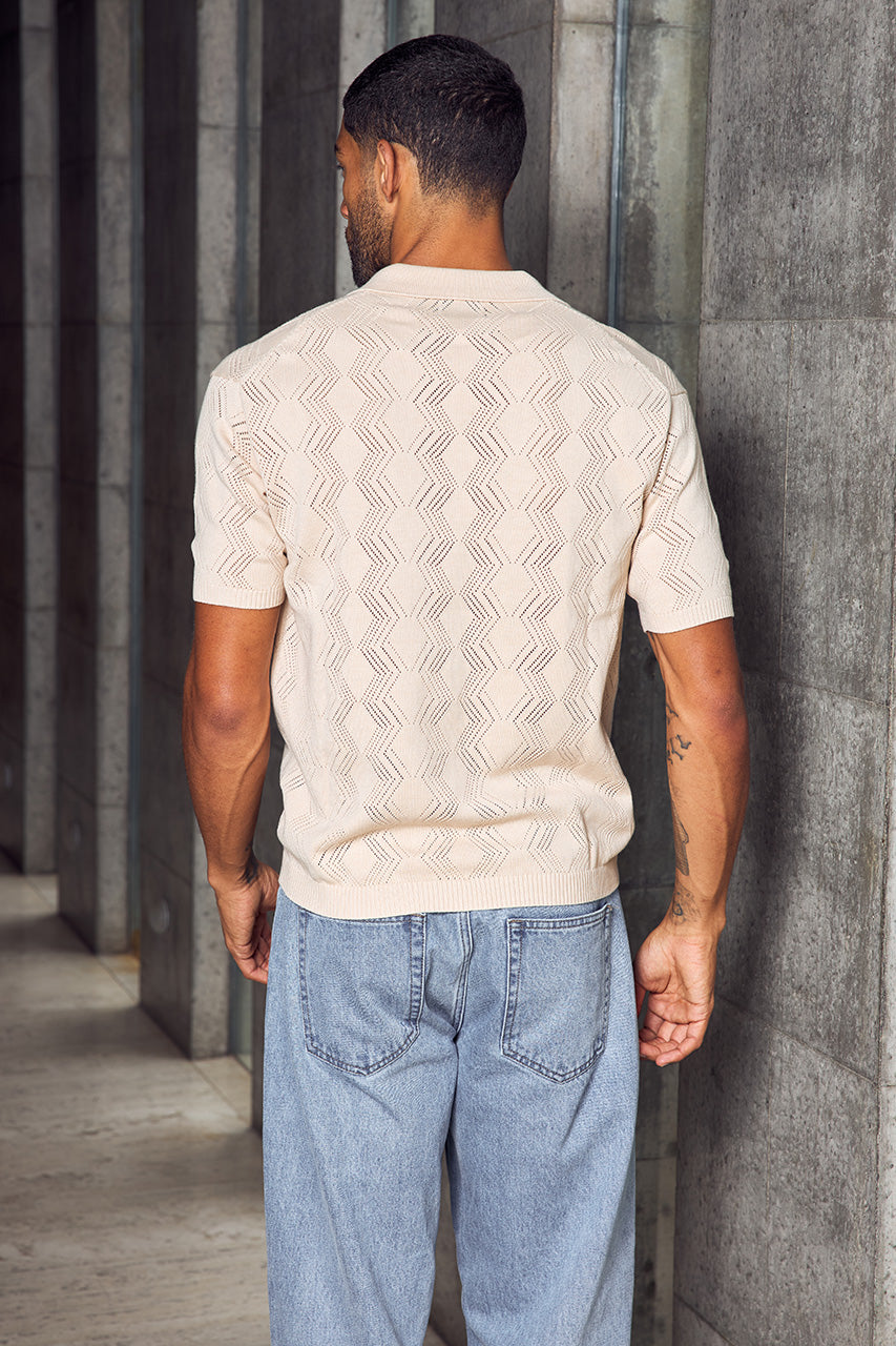 ANTHONY SHORT SLEEVE KNIT TOP - SAND