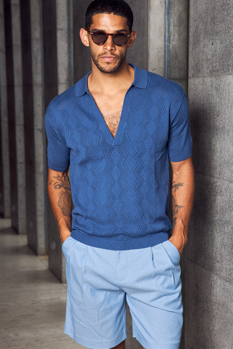 ANTHONY SHORT SLEEVE KNIT TOP - STEEL