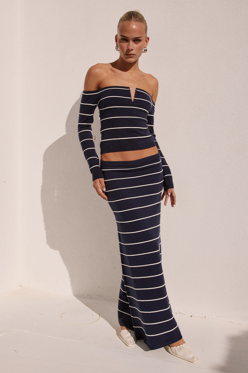 ANYA KNIT MAXI SKIRT - NAVY STRIPE - ANYASLEECEDKNITTOPXANYAKNITMAXISKIRT-NAVYSTRIPE-01