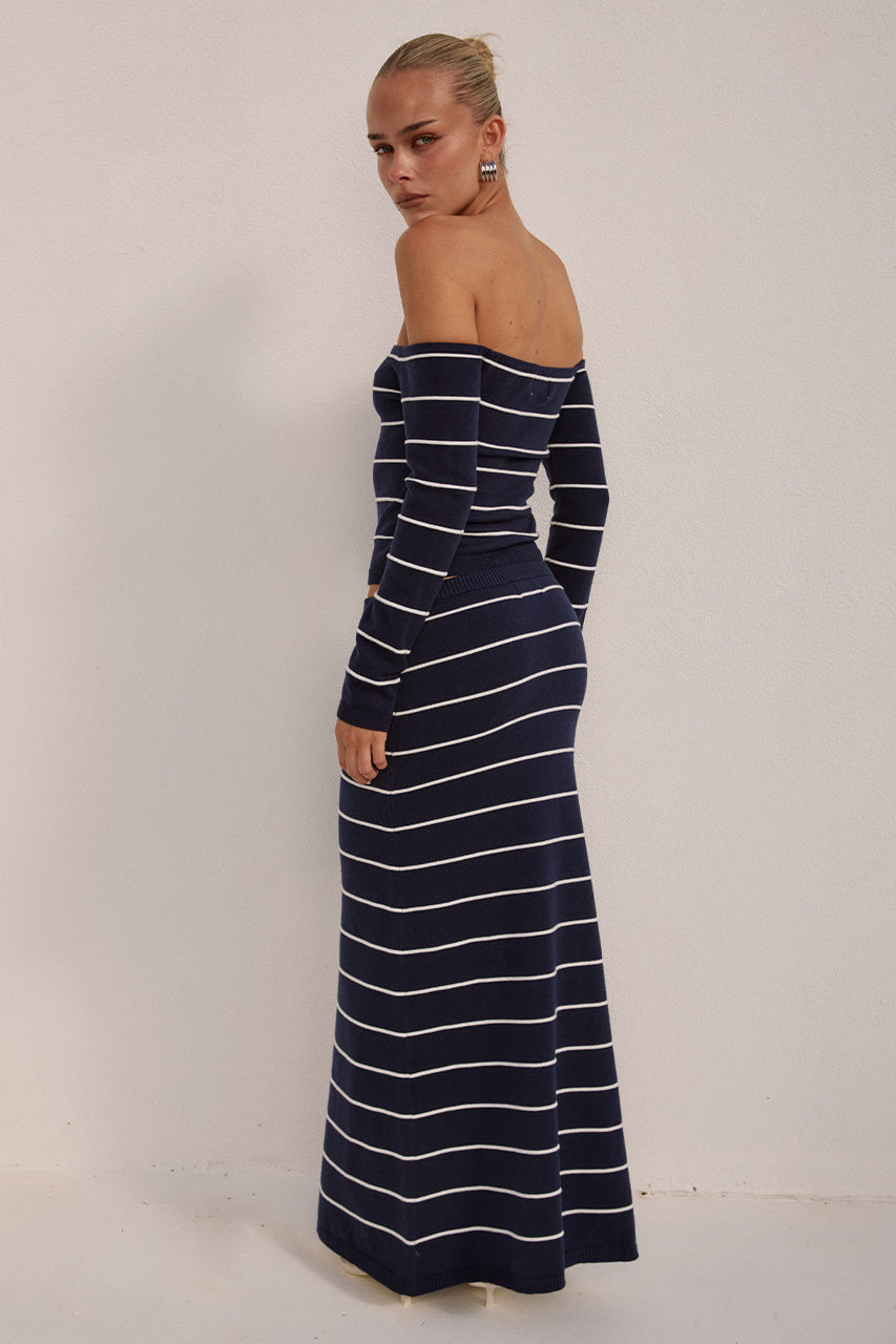 ANYA KNIT MAXI SKIRT - NAVY STRIPE - ANYASLEECEDKNITTOPXANYAKNITMAXISKIRT-NAVYSTRIPE-09_156a36cc-c613-499b-aa75-3526290e66c5