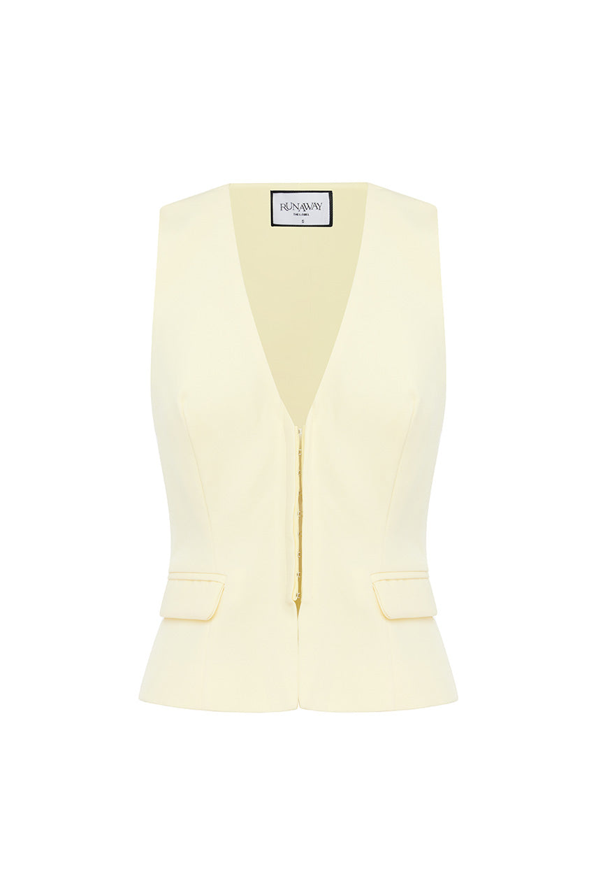 ARLA SLEEVELESS VEST TOP - BUTTER - ARLASLEEVELESSVESTTOP-BUTTER