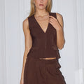 ARLA SLEEVELESS VEST TOP - CHOCOLATE