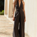ARLETTE HALTER JUMPSUIT  - BLACK