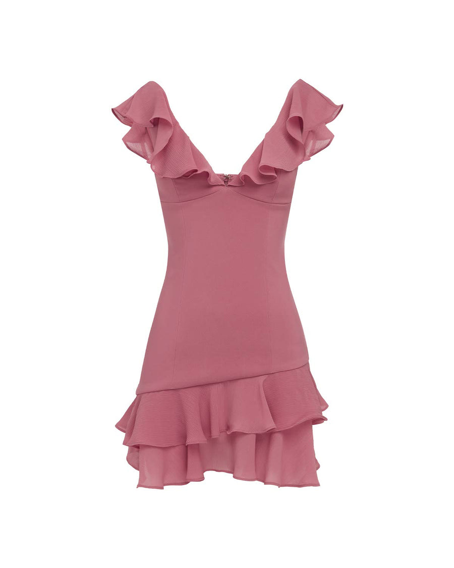 ARMELLO V NECK FRILL MINI DRESS - BLUSH - ARMELLOVNECKFRILLMINIDRESS-BLUSH_8a4fcd27-df5f-4f98-8e54-9da48caa1a70