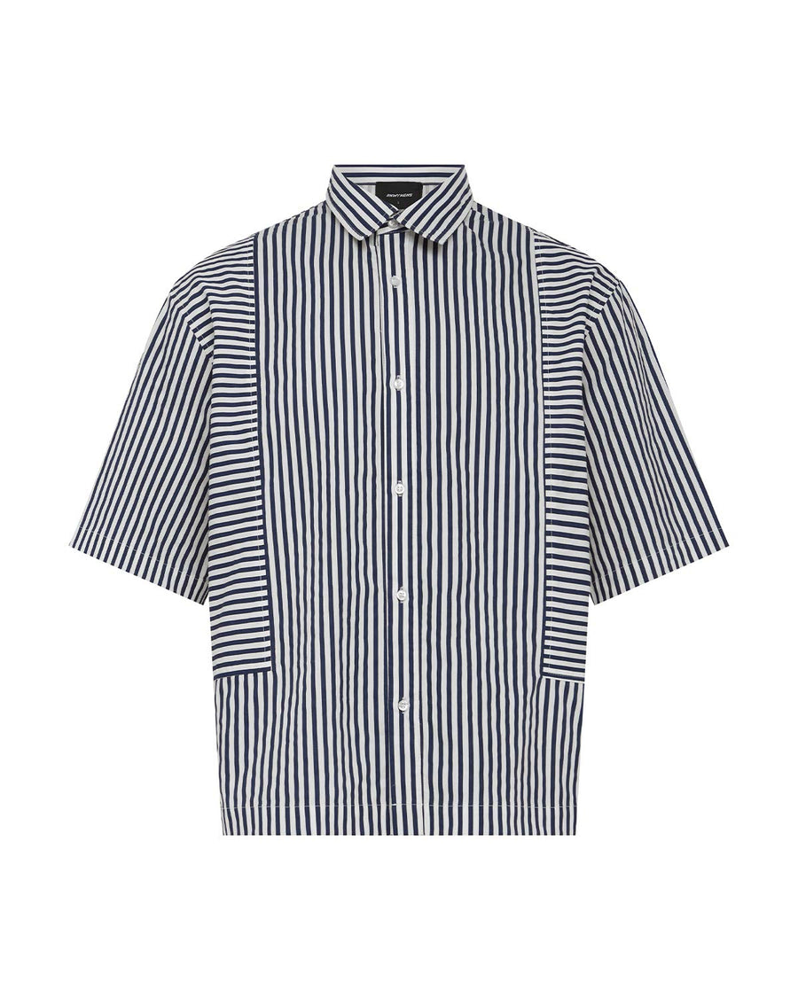 ARTEM SHORT SLEEVE SHIRT - WHITE/NAVY STRIPE - ARTEMSHORTSLEEVESHIRT-WHITENAVYSTRIPE