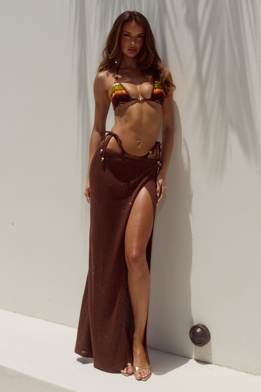 KIVA HIGH SIDE SLIT MAXI SKIRT - CHOCOLATE XXL - ARUBATRIANGLEBIKINITOPXARUBASIDETIEBIKINIBOTTOM-ANABELLREDXKIVAHIGHSIDESLITMAXISKIRT-CHOCOLATE