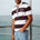 ASPIN SHORT SLEEVE POLO KNIT TOP - CHOCOLATE/WHITE