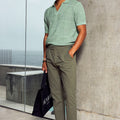 ATLAS SHORT SLEEVE POLO KNIT TOP - GREEN