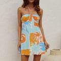 AUBRIE HALTER MINI DRESS - STILLA ORANGE