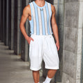 AXEL SCOOP NECK KNIT TANK - WHITE/SKY BLUE