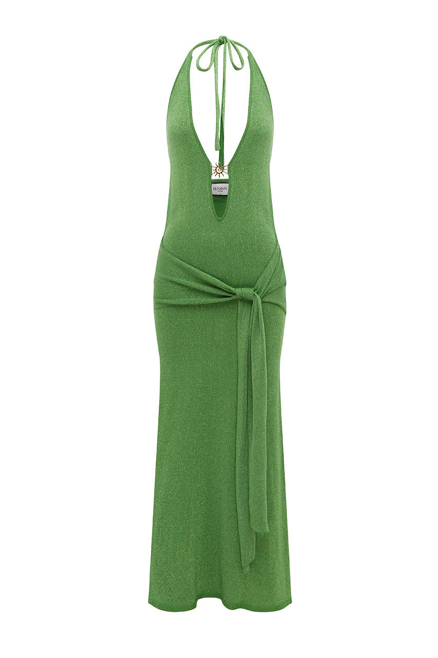 AYELLA DEEP-V KNIT MAXI DRESS - APPLE - AYELLADEEP-VKNITMAXIDRESS-APPLE