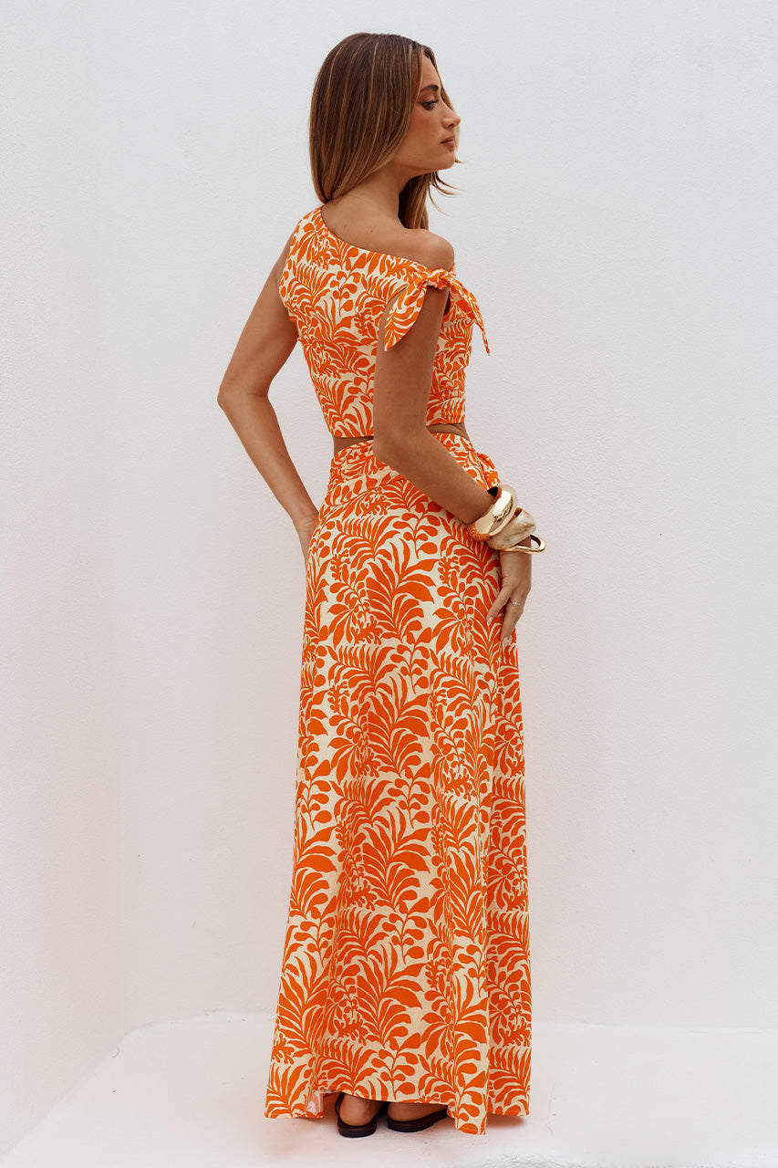 AZARIAH SIDE TIE MAXI SKIRT - AZARIAH ORANGE
