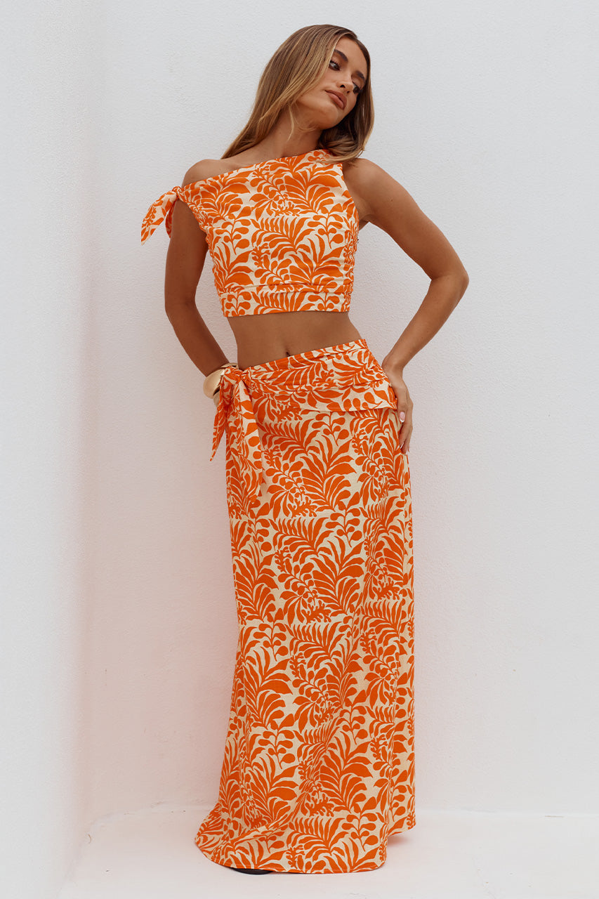 AZARIAH SIDE TIE MAXI SKIRT - AZARIAH ORANGE