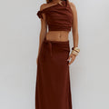 AZARIAH SIDE TIE MAXI SKIRT - CHOCOLATE