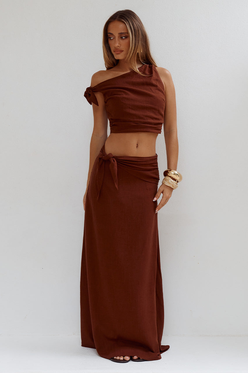 AZARIAH SIDE TIE MAXI SKIRT - CHOCOLATE XXL - AZARIAHOFFSHOULDERTIETOPXAZARIAHSIDETIEMAXISKIRT-CHOCOLATE-01