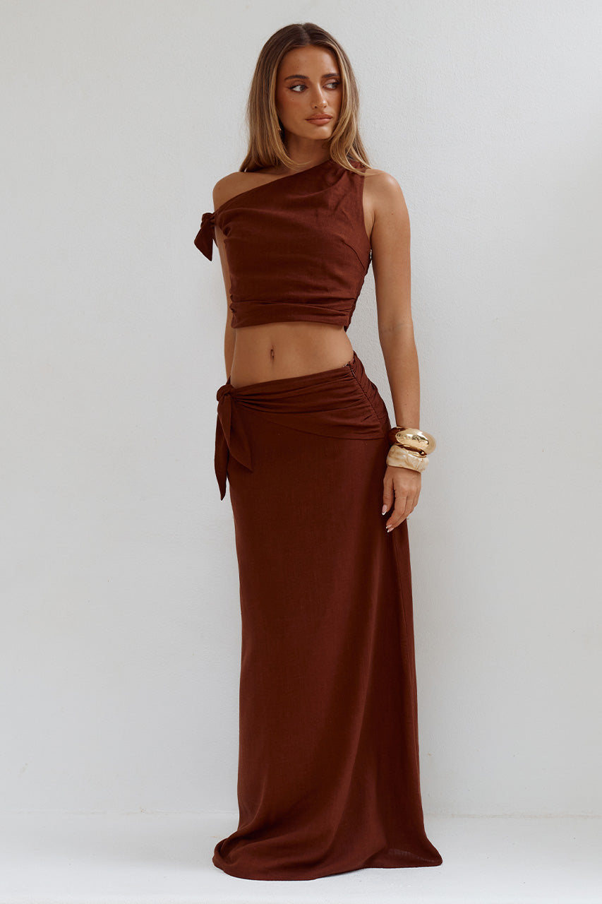 AZARIAH OFF SHOULDER TIE TOP - CHOCOLATE XXL - AZARIAHOFFSHOULDERTIETOPXAZARIAHSIDETIEMAXISKIRT-CHOCOLATE-02