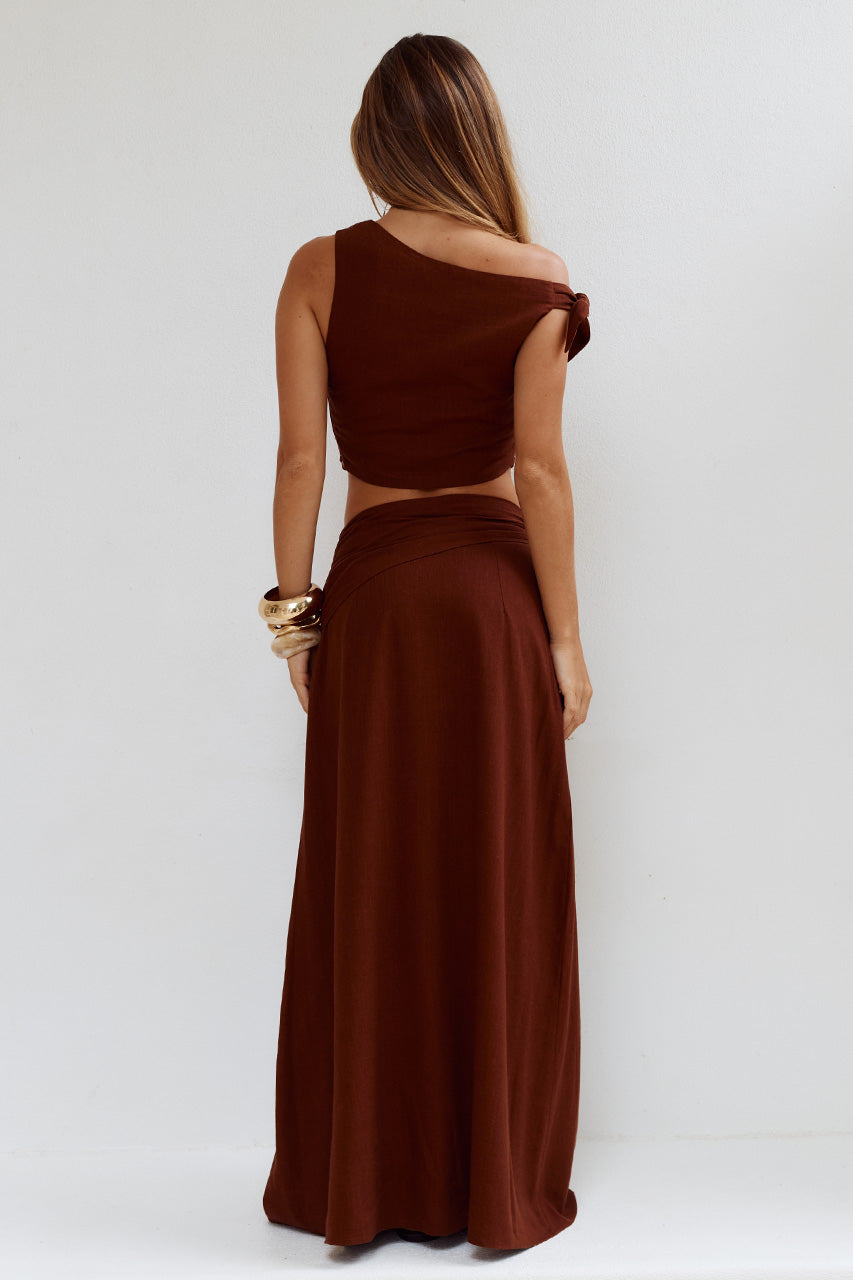 AZARIAH SIDE TIE MAXI SKIRT - CHOCOLATE - AZARIAHOFFSHOULDERTIETOPXAZARIAHSIDETIEMAXISKIRT-CHOCOLATE-07