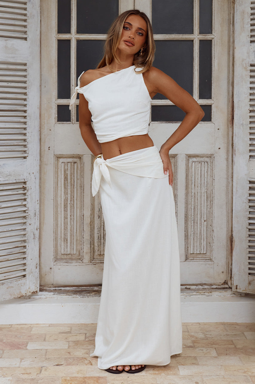 AZARIAH SIDE TIE MAXI SKIRT - WHITE XXL - AZARIAHOFFSHOULDERTIETOPXAZARIAHSIDETIEMAXISKIRT-WHITE-01