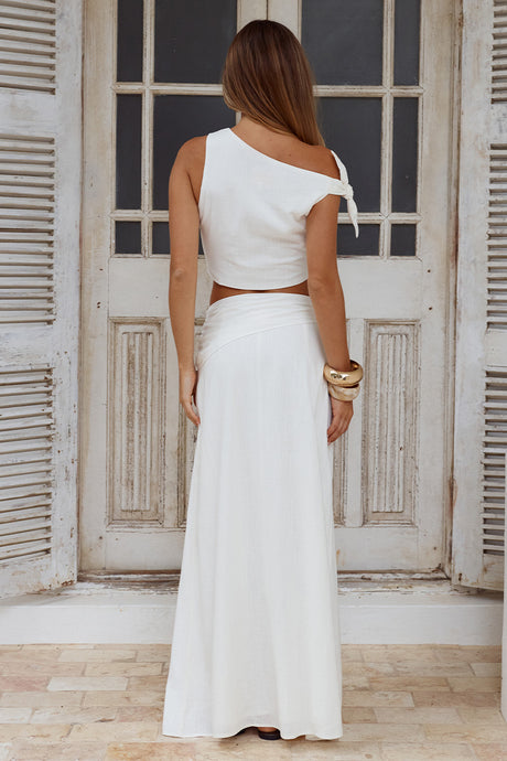 AZARIAH SIDE TIE MAXI SKIRT - WHITE