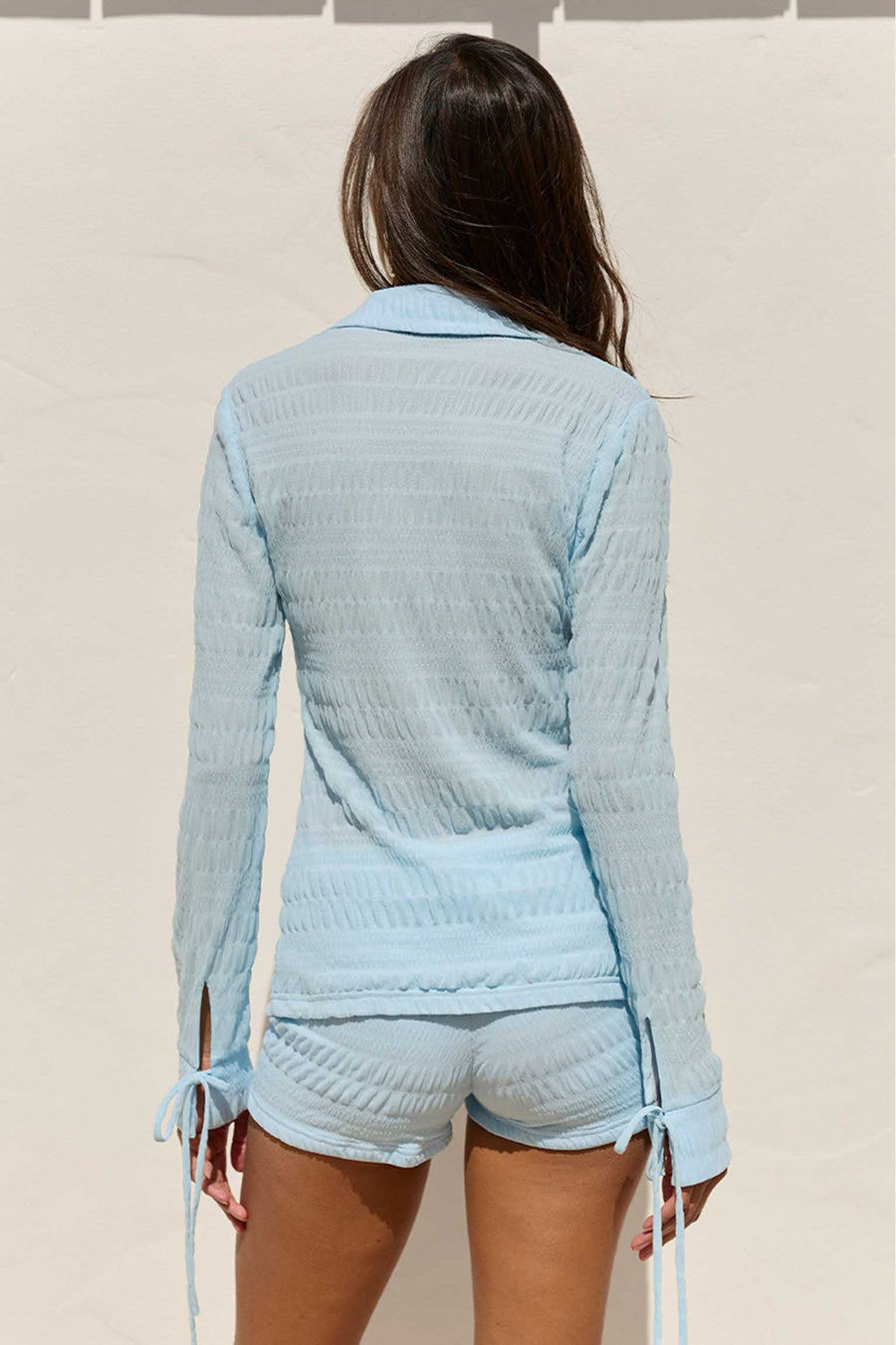BENILDA COLLARED SHIRT - BLUE - BENILDACOLLAREDSHIRTXBENILDAHOTSHORT-BLUE-2