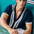 BENNET SHORT SLEEVE KNIT SHIRT - NAVY/WHITE