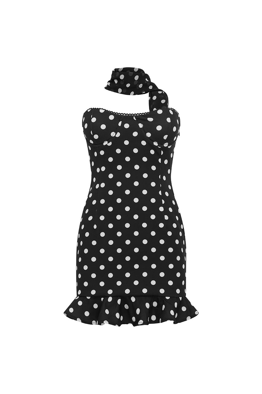 BLAINE MINI DRESS - BLACK POLKA - BLAINEMINIDRESSBLACKPOLKADOT_2_36f22a54-3083-485d-b76e-b023206c1605
