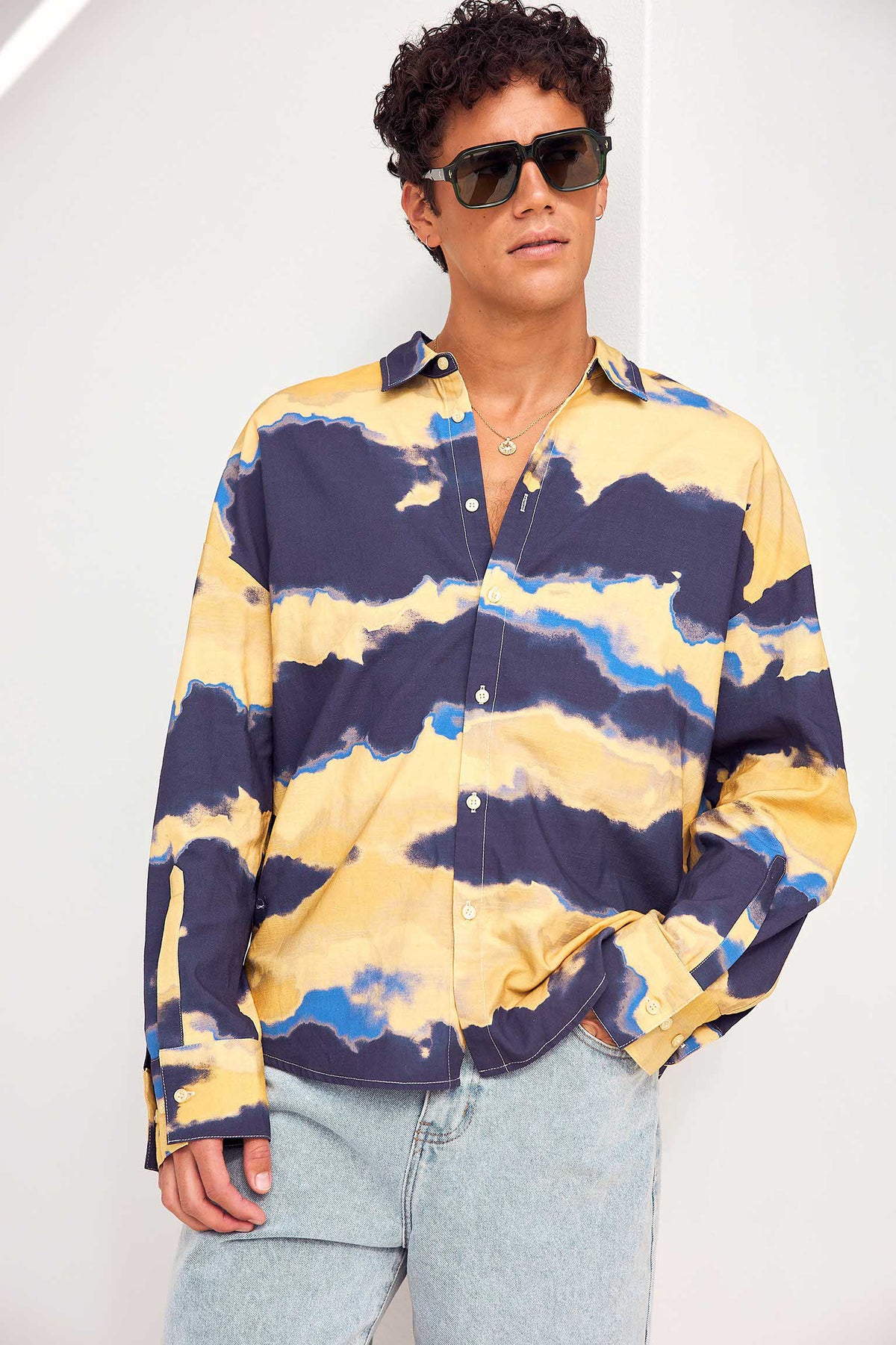 BOJAN LONG SLEEVE SHIRT - BOJAN YELLOW/NAVY