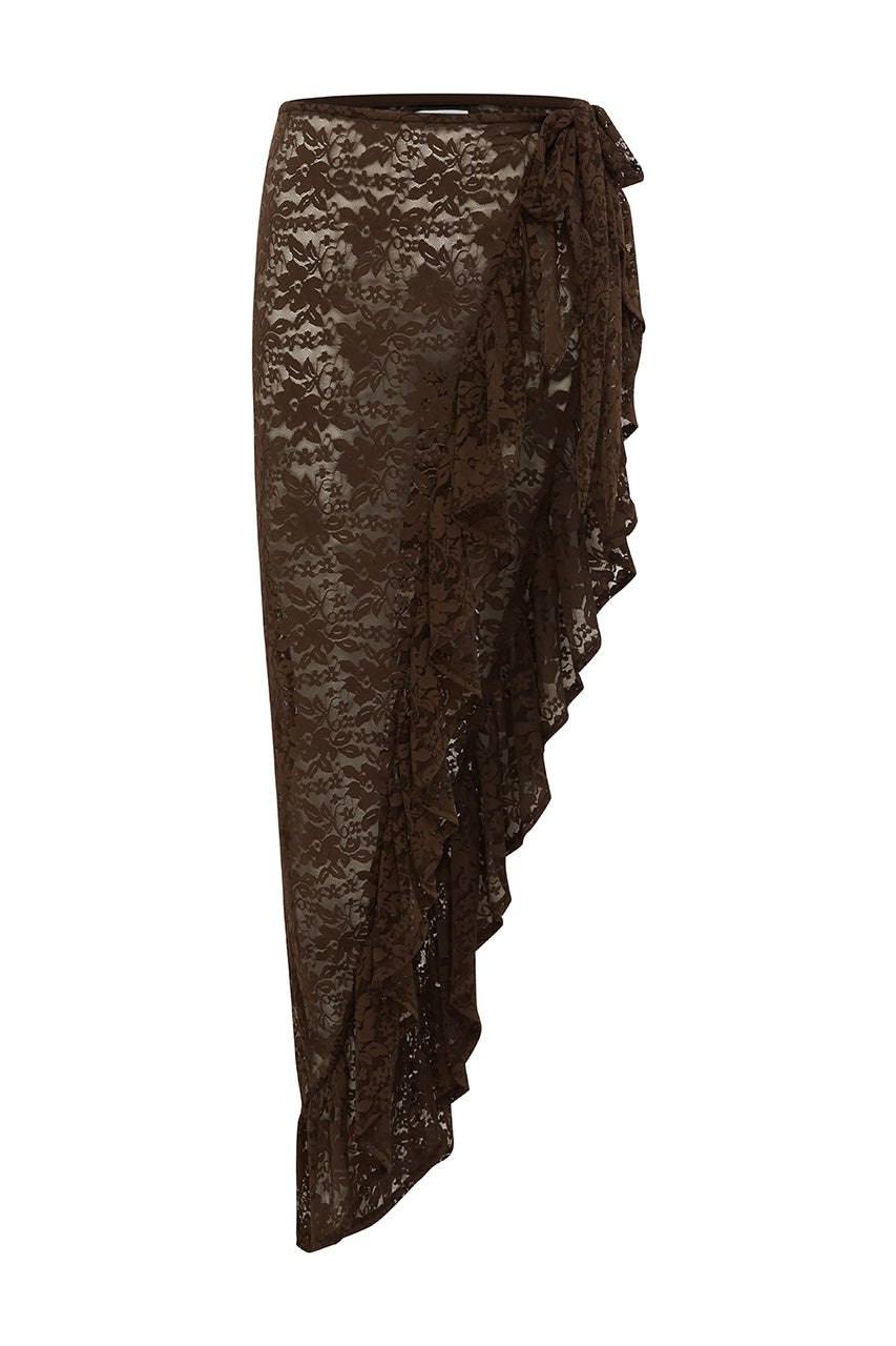 BRIANA WRAP WAVY HEM MAXI SKIRT - CHOCOLATE - BRIANAWRAPWAVYHEMMAXISKIRT-CHOCOLATE