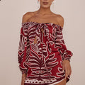 BRODIE OFF SHOULDER MINI DRESS - BRODIE RED