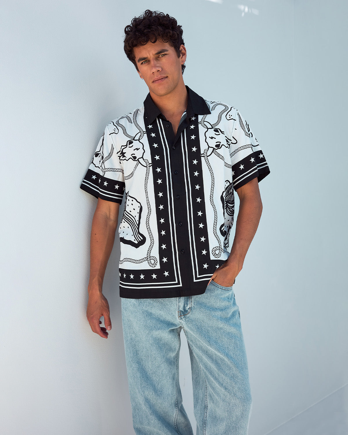 BUCK SHORT SLEEVE SHIRT - BUCK BLACK/WHITE - BUCKSHORTSLEEVESHIRT-BUCKBLACKWHITE-2