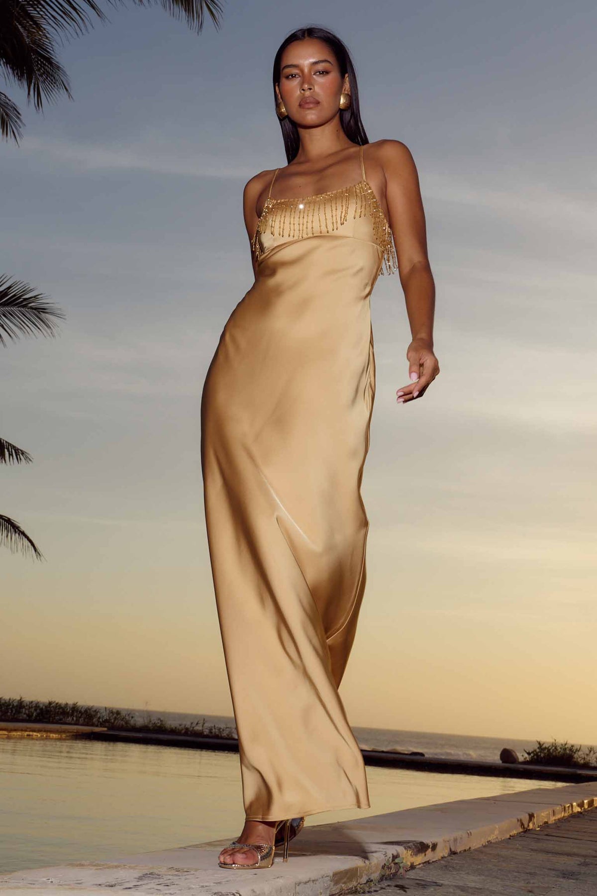 CARISSA SCOOP NECK MAXI DRESS - HONEY | Runaway The Label Australia