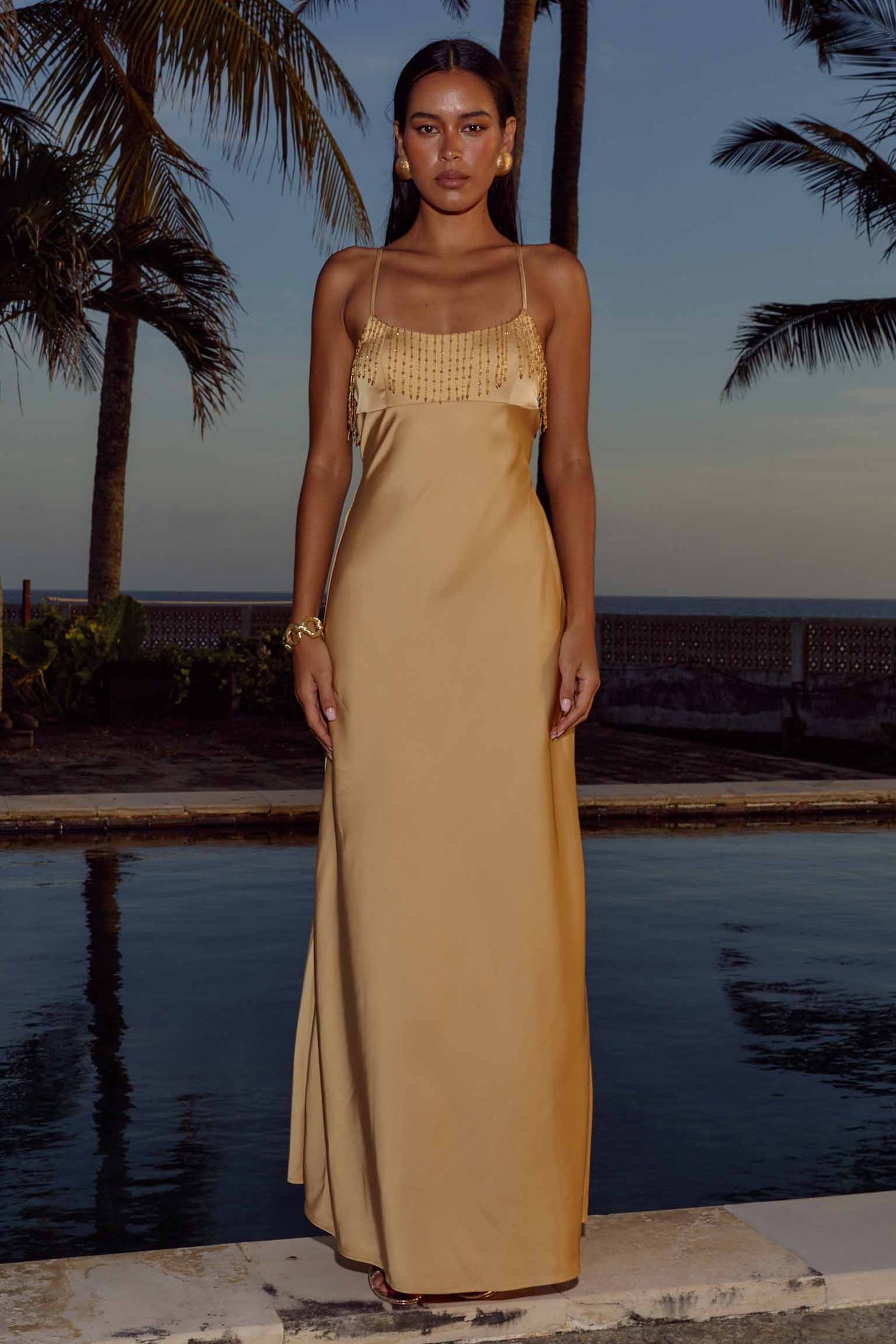 CARISSA SCOOP NECK MAXI DRESS - HONEY