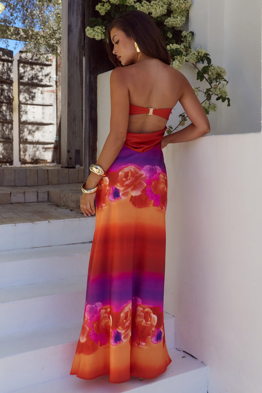 CELESTE STRAPLESS MAXI DRESS - NADIA ORANGE OMBRE - CELESTESTRAPLESSMAXIDRESS-NADIAORANGEOMBRE_-3
